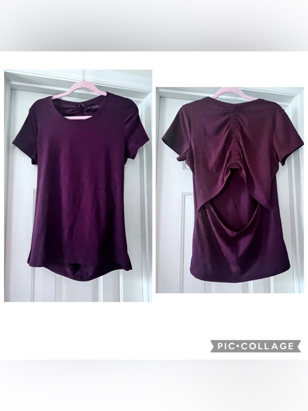 LIKE NEW ATHLETA Encore Cinch Open Back Tee - Burgundy - Sz Medium